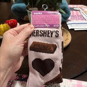 New Hershey's Pink Chocolate Heart Crew Socks